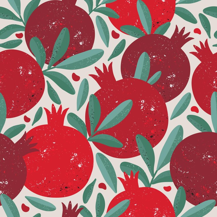 Modello senza cuciture con frutti di melograno rosso