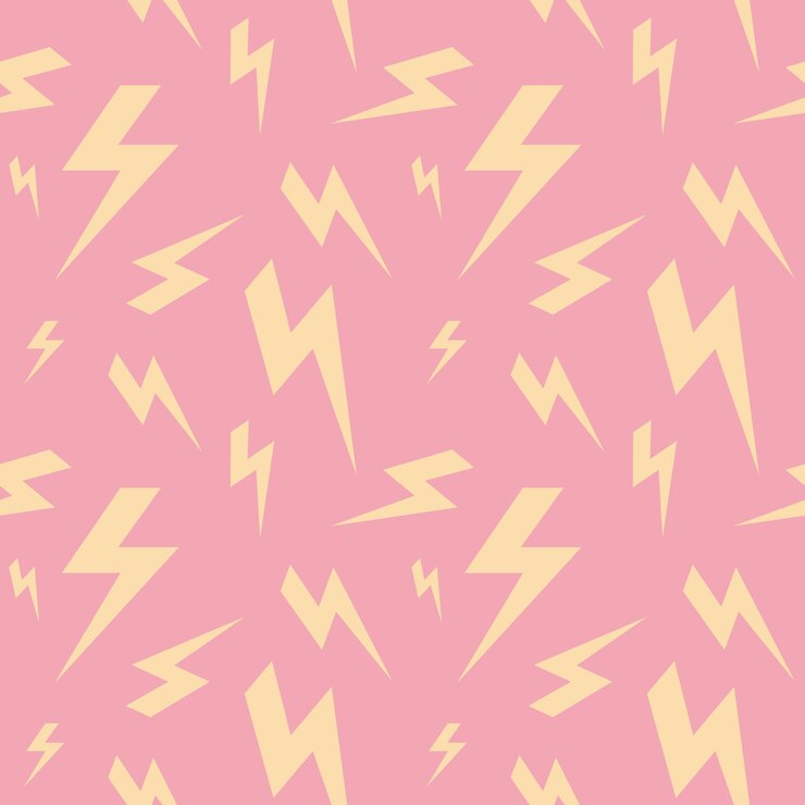 Modello senza cuciture con fulmini su sfondo rosa in uno stile piatto