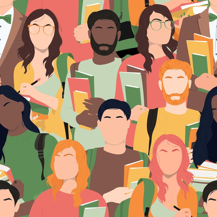 Vettore modello senza cuciture con gli studenti