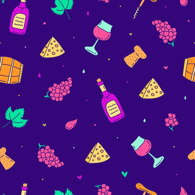 Modello senza cuciture con icone del vino