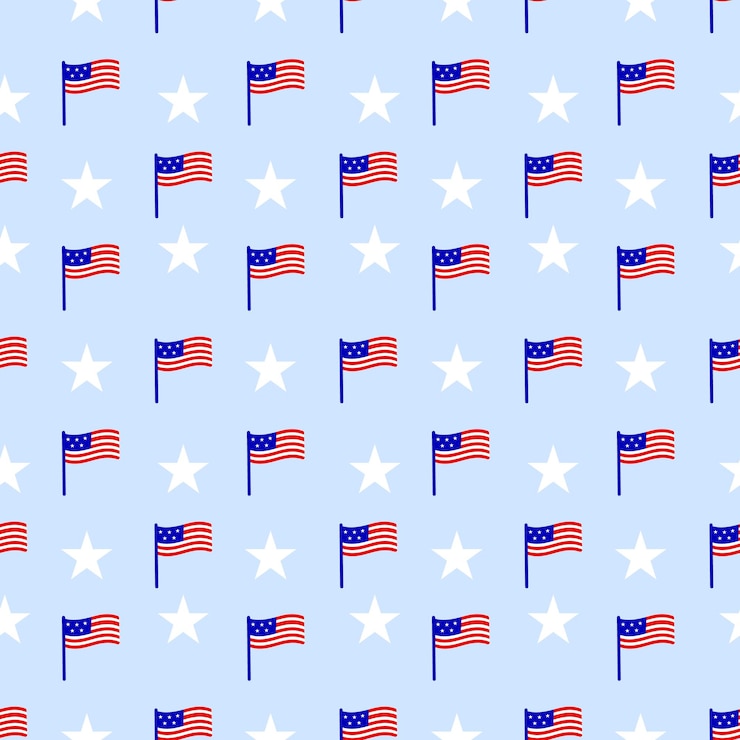 Vettore modello senza cuciture con le stelle della bandiera americana colore bianco blu rosso sfondo patriottico illustrazione vettoriale
