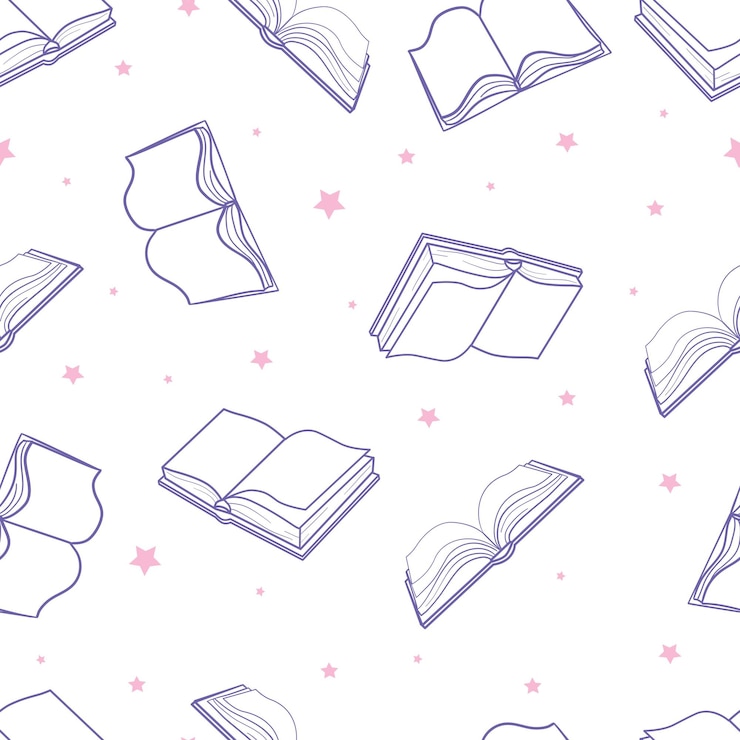 Vettore modello senza cuciture con libri decorativi di contorno. illustrazione vettoriale