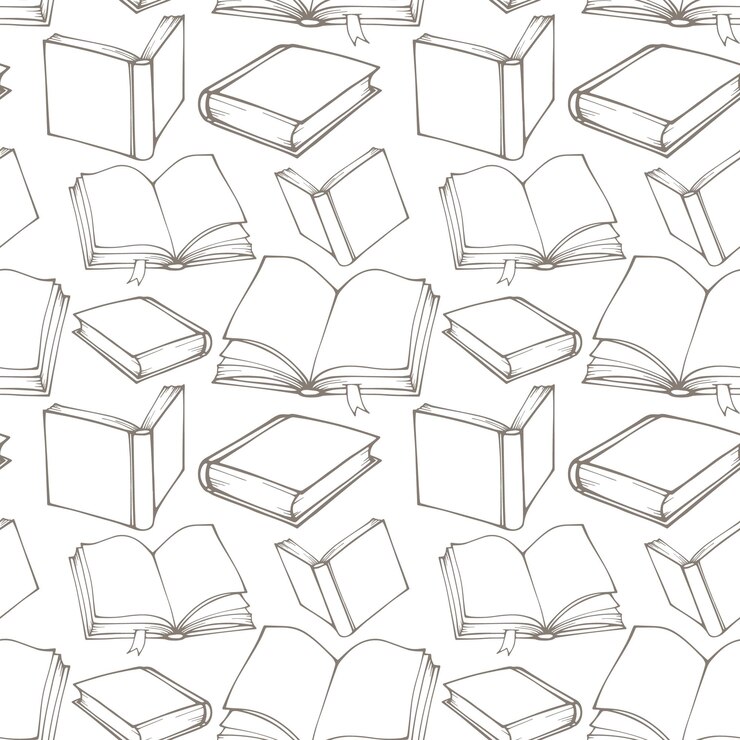 Vettore modello senza cuciture con libri decorativi di contorno