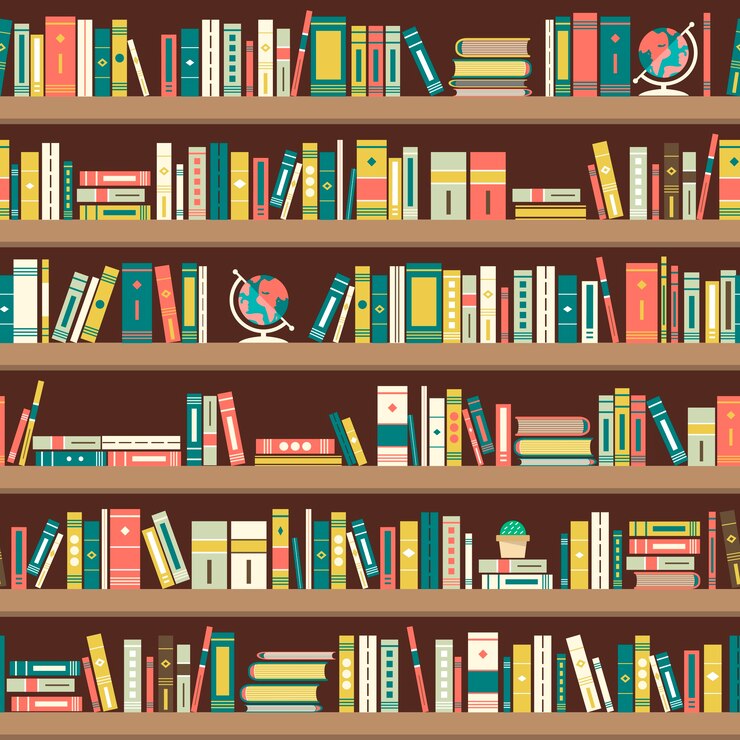 Modello senza cuciture con libri sugli scaffali