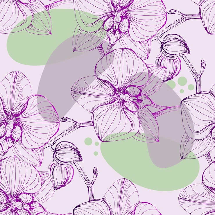 Vettore modello senza cuciture con ramo di orchidea