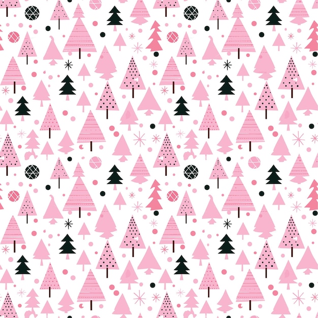 Modello senza cuciture degli ornamenti di Clipart di Natale rosa