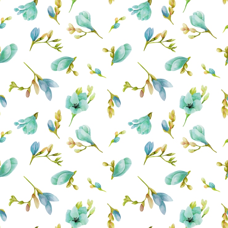 Vettore modello senza cuciture dei fiori blu di fresia dell'acquerello