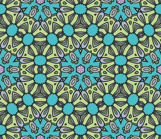 Modello senza cuciture del fiore geometrico astratto di doodle colorato. Sfondo floreale. Mosaico, geo piastrella