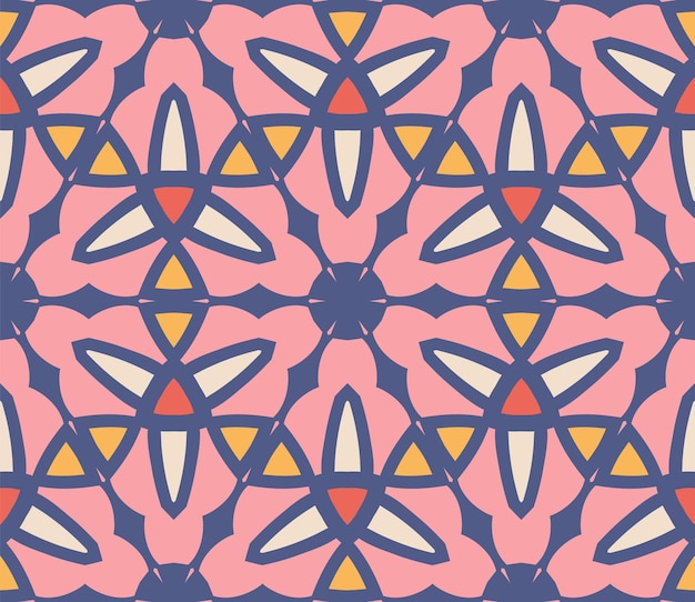 Modello senza cuciture del fiore variopinto astratto di doodle. Sfondo floreale. Mosaico, piastrella