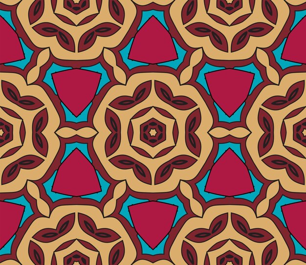 Modello senza cuciture del fiore variopinto astratto di doodle. Sfondo geometrico floreale. Mosaico, piastrella