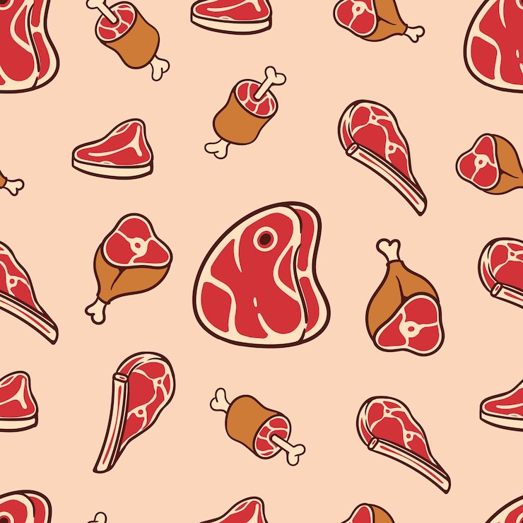 Vettore modello senza cuciture del fumetto di carne di manzo