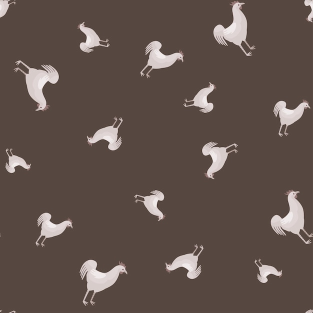 Modello senza cuciture del gallo. Animali domestici su sfondo colorato. Illustrazione vettoriale per stampe tessili, tessuti, striscioni, sfondi e sfondi.