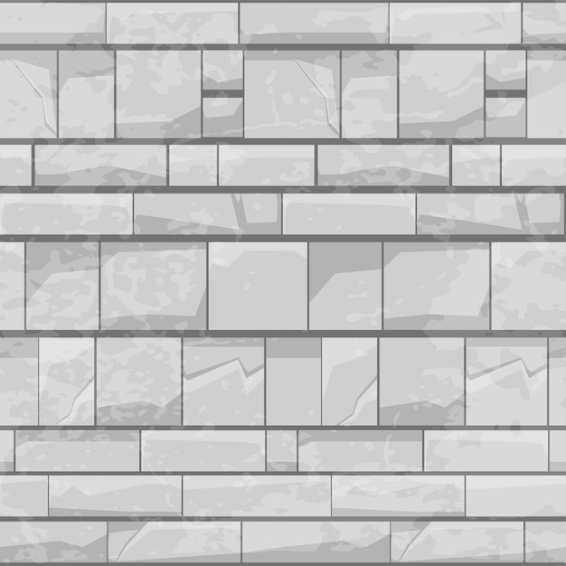 Modello senza cuciture del muro di pietra di mattoni, struttura grigia per carta da parati.