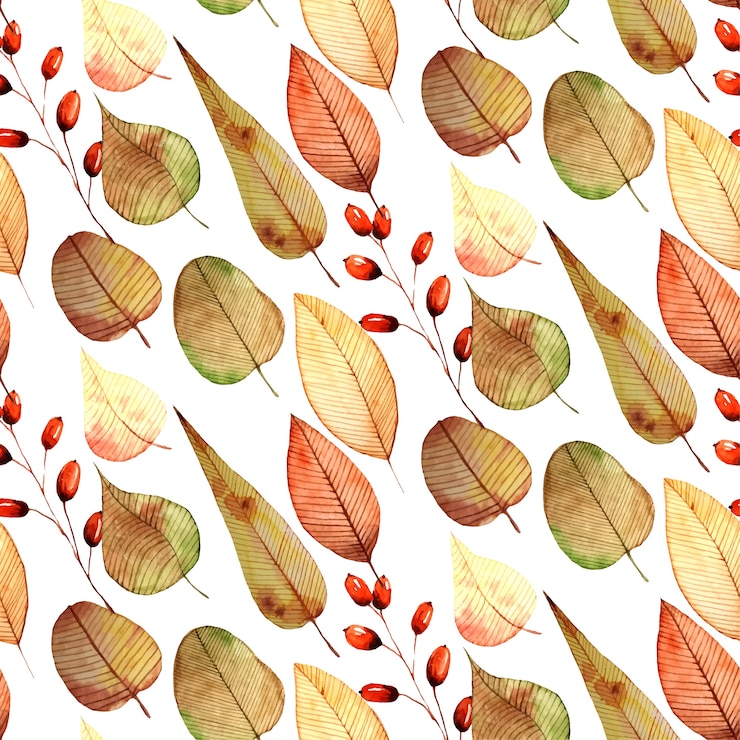 Vettore modello senza cuciture dell'acquerello di caduta autunnale
