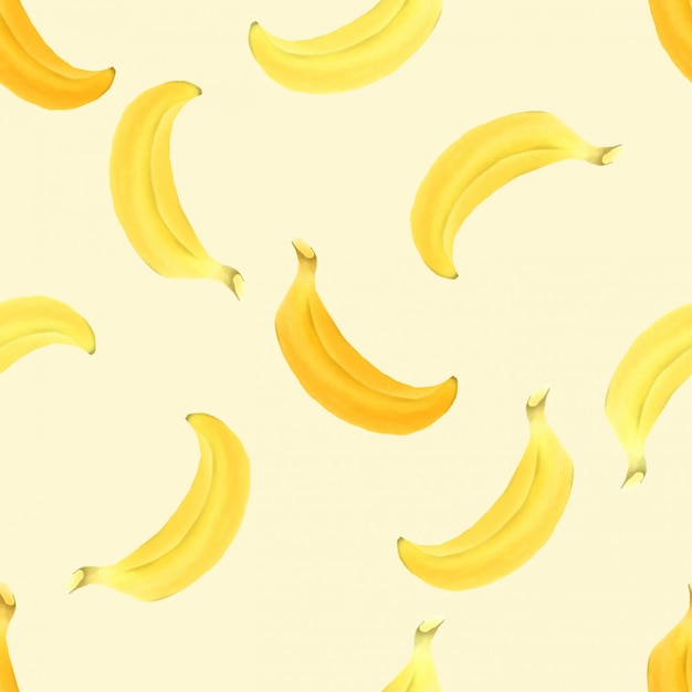 modello senza cuciture della bella frutta dell&#39;acquerello banana gialla