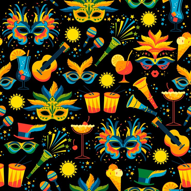 Vettore modello senza cuciture di carnevale brasiliano