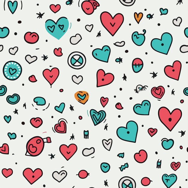 Modello senza cuciture di doodle disegnato a mano semplice amore