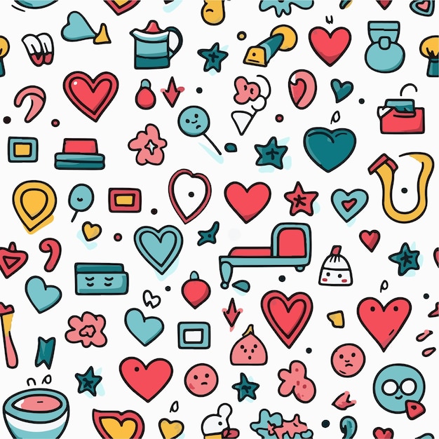 Modello senza cuciture di doodle disegnato a mano semplice amore