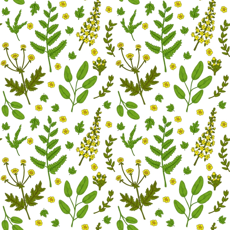 Vettore modello senza cuciture di fiori di prato illustrazione vettoriale disegnata a mano