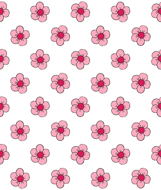 Modello senza cuciture di fiori disegnati a mano