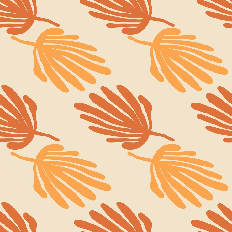 Modello senza cuciture di forma organica semplice Sfondo di foglie tropicali Carta da parati decorativa ispirata a Matisse Sfondo floreale Design per la copertura avvolgente della superficie con stampa tessile in tessuto