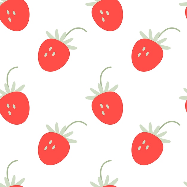 Modello senza cuciture di fragole disegnate a mano astratte su sfondo bianco Illustrazione della frutta