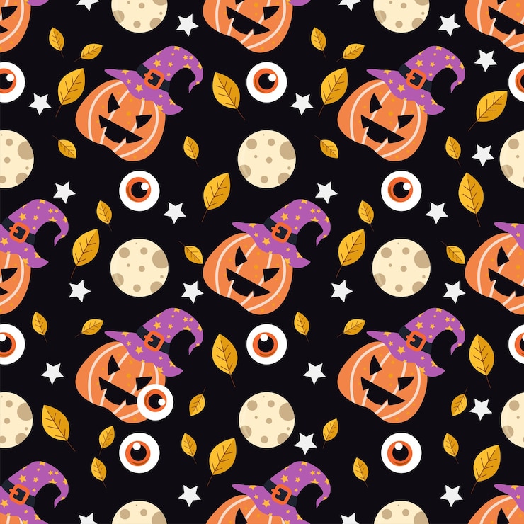 Vettore modello senza cuciture di halloween con concetto di colore piatto