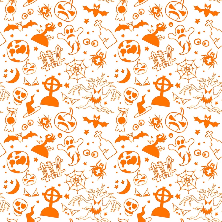 Vettore modello senza cuciture di halloween con pipistrelli fantasma e zucca illustrazione vettoriale