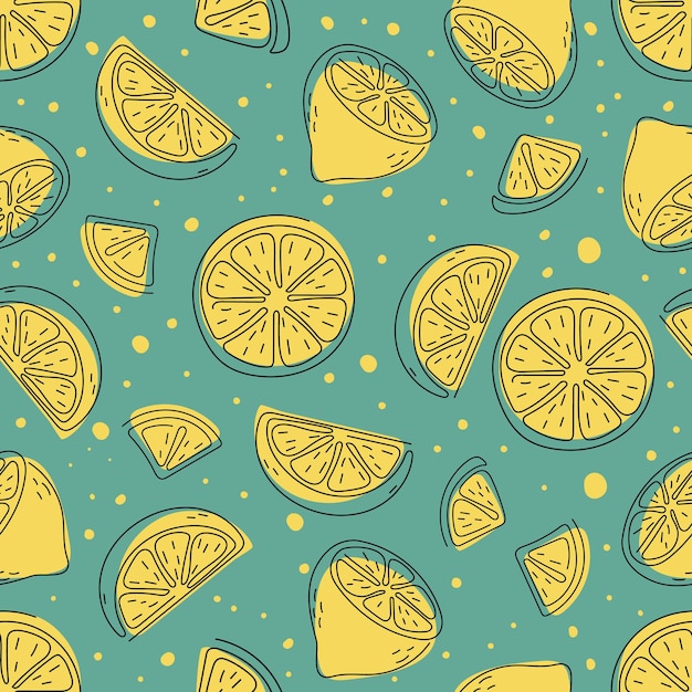 Modello senza cuciture di limone con stile a mano