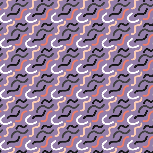 Modello senza cuciture di Memphis Fashion 8090s Trama di mosaico colorato con forme a linee corte