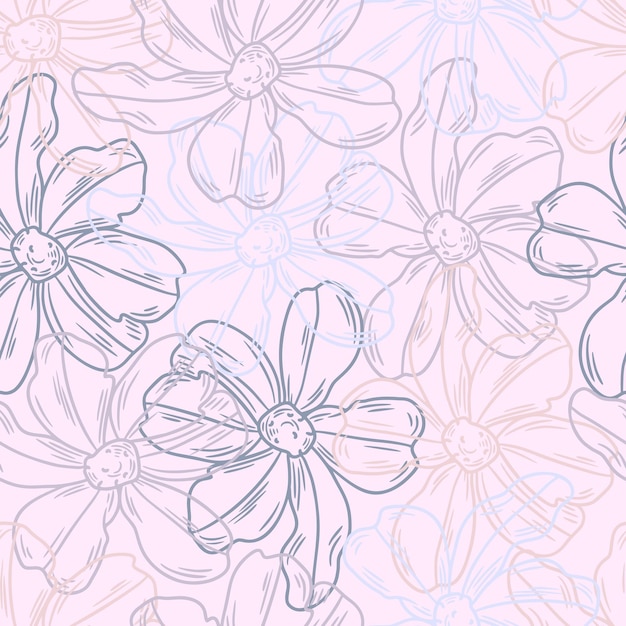 Modello senza cuciture di schizzo disegnato a mano floreale