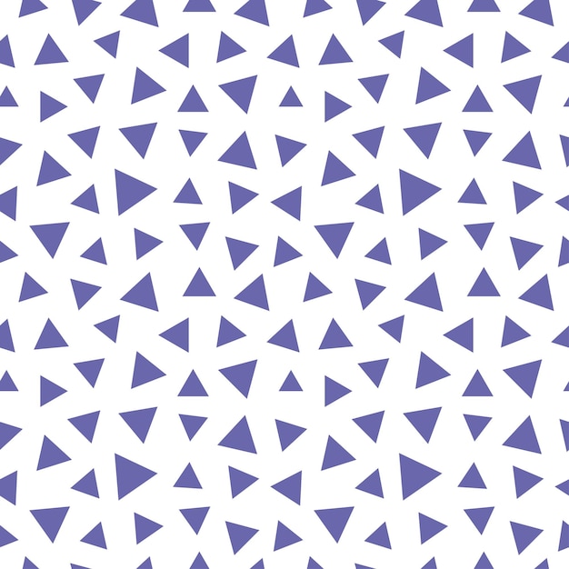 Modello senza cuciture di triangoli di colore molto peri con sfondo bianco.