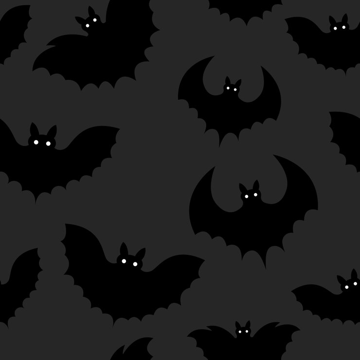 Vettore modello senza cuciture di un pipistrello nero su halloween.