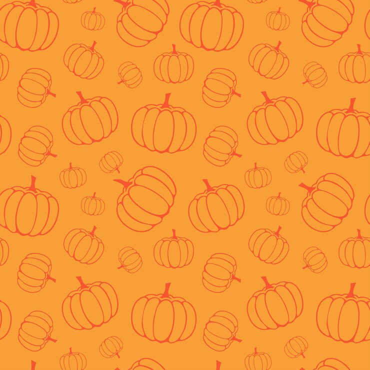 Vettore modello senza cuciture di vettore del reticolo arancione della zucca di halloween per halloween