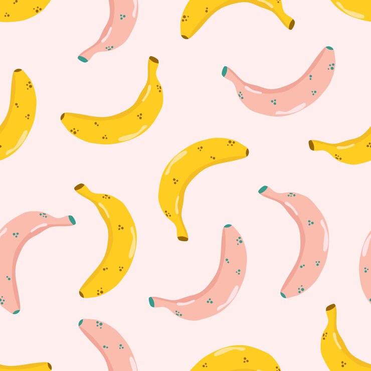 Modello senza cuciture disegnato a mano delle banane rosa e gialle Illustrazione piana moderna