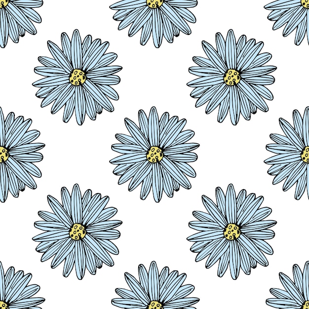 Modello senza cuciture estivo con fiori scarabocchi per la stampa decorativa carta di confezione carte di auguri carta da parati e tessuto