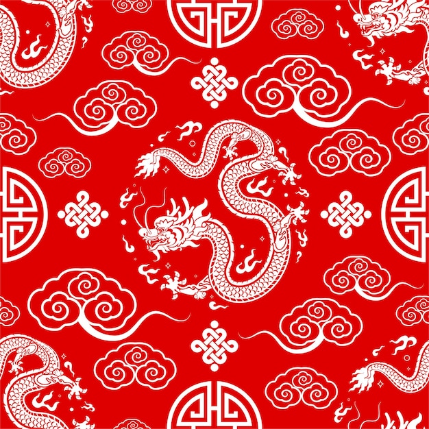 Modello senza cuciture felice anno nuovo cinese 2024 il segno zodiacale del drago