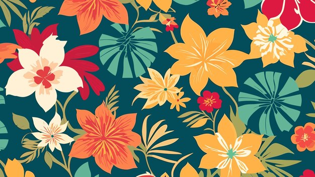 Modello senza cuciture floreale tropicale Sfondo Carta da parati Design di stampa in tessuto
