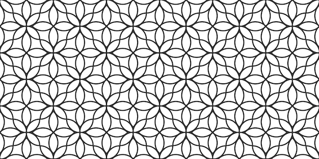 Modello senza cuciture monocromatico lineare floreale in stile orientale, ornamento delicato, struttura in bianco e nero