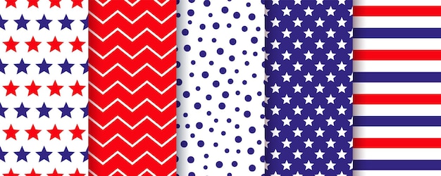 Modello senza cuciture patriottico americano Sfondi rossi blu Illustrazione vettoriale