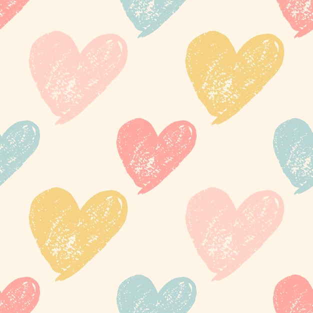 Modello senza cuciture sveglio di lerciume del cuore disegnato a mano variopinto.