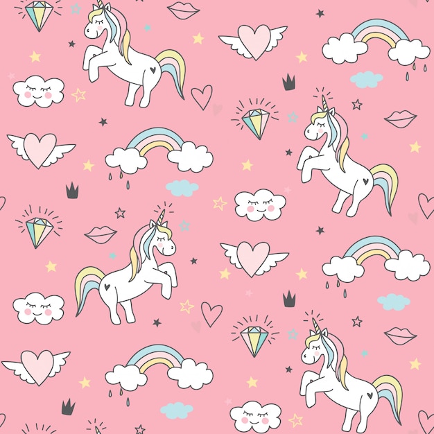 Modello senza cuciture unicorno carino