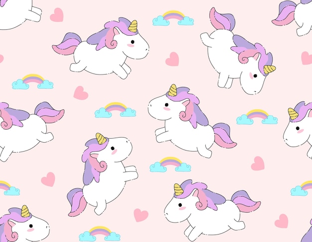 Modello senza cuciture unicorno carino