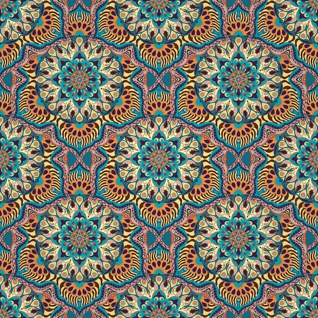 Modello senza fine con elementi vintage mandala.