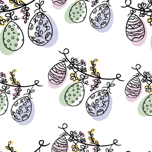 Modello senza giunture Doodle decorazioni di Pasqua Uova di Pasqua