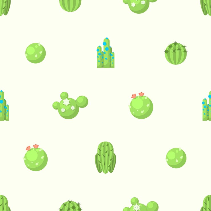 Modello senza giunture elementi astratti diversa pianta di cactus botanico vettore stile di disegno dello sfondo