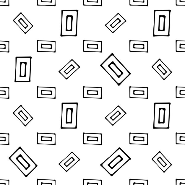 Modello senza giunture vettoriale disegnato a mano astratto Trama rettangolare Carta da parati in bianco e nero in stile grunge