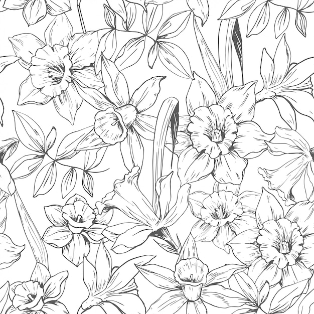 Modello senza saldatura con fiori di narcisi.