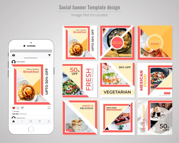 Modello sociale dell&#39;alimento di media dell&#39;alimento per il ristorante