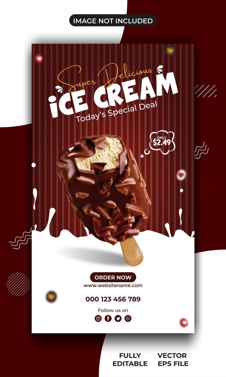 Modello speciale di progettazione banner post social media per gelato delizioso